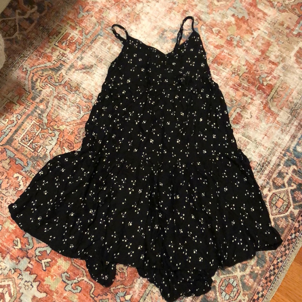 Black XS lightsleeve black print tank dress